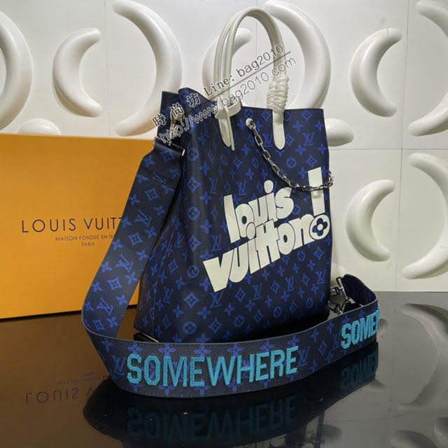 LOUIS VUITTON專櫃新款包包 路易威登Carry It手袋 LV男士老花字體絲印tote托特包 M46112  ydh4152